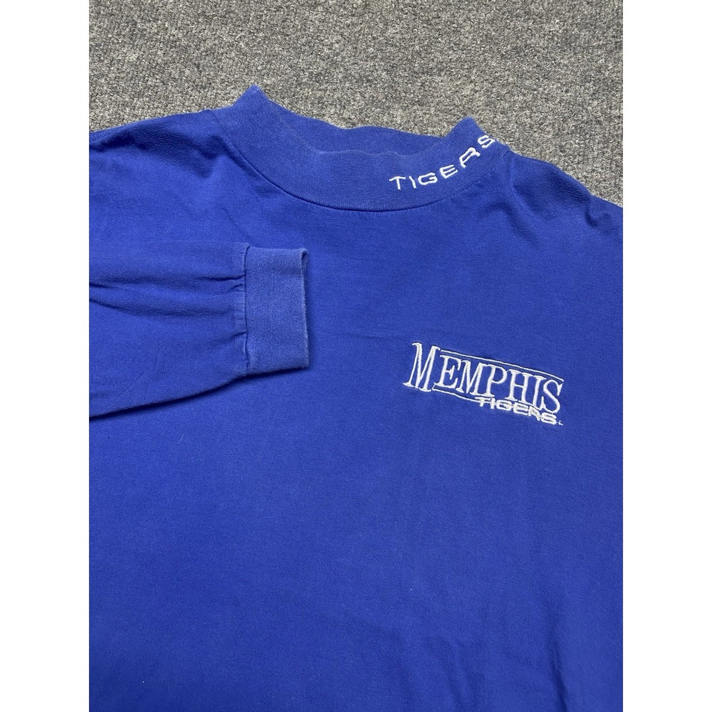 Vintage 90s Memphis State Tigers Mock Neck Pullover Sweatshirt Sz Large Blue